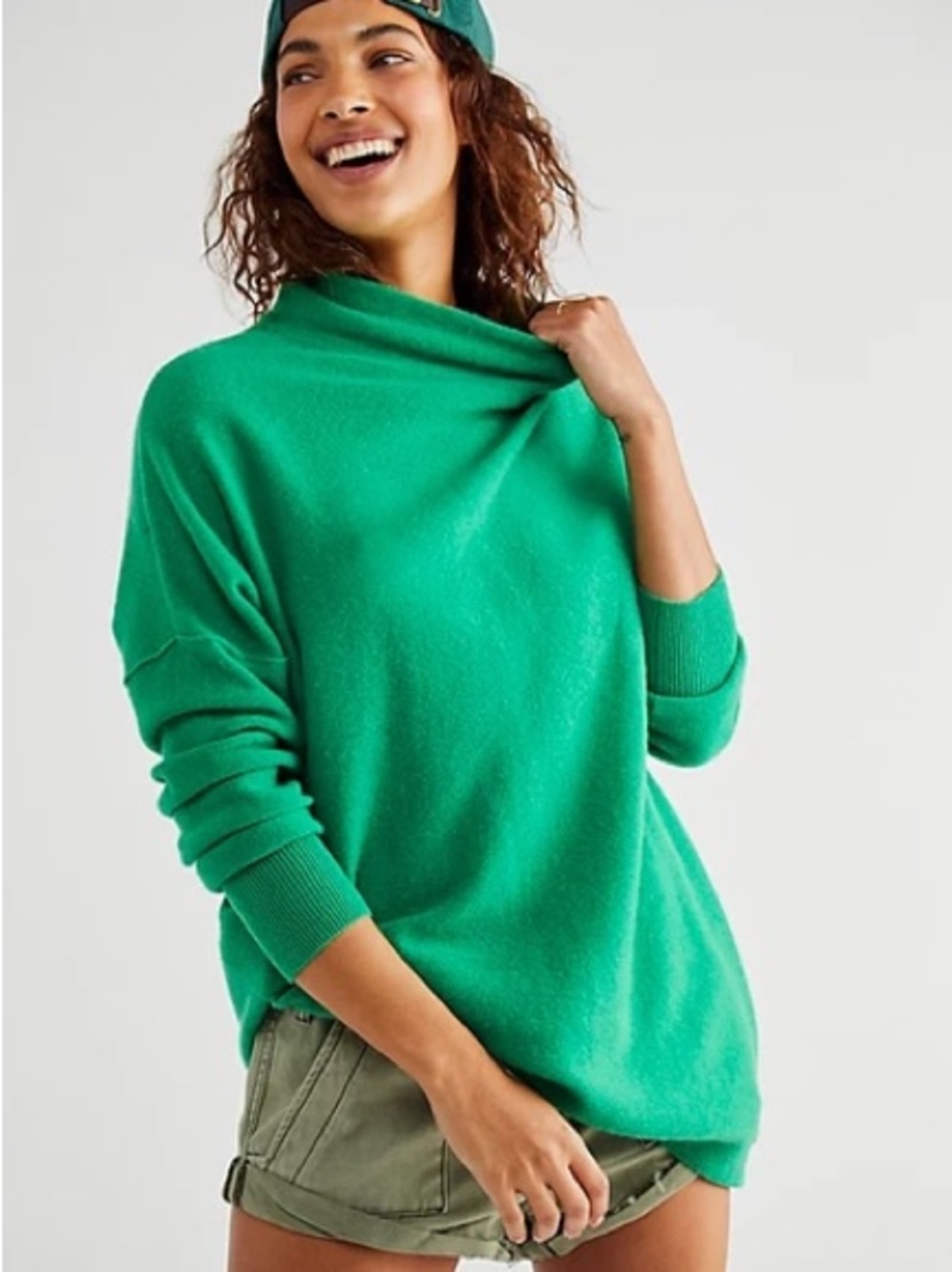 Free People Emerald Green Cowl-Neck Sweater NWT! Size Small